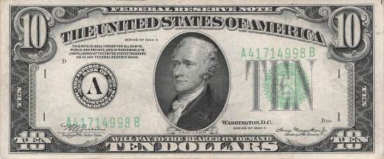 USA p.430Da 10 Dollar 1934 A